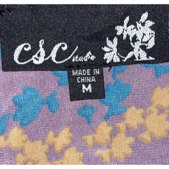 Carolyn Strauss M Purple Abstract Print Faux Wrap Sleeveless Below Knee Dress - Picture 6 of 6